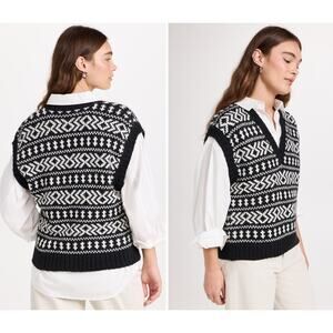 The Great The Geo Fair Isle Alpaca Sweater Vest size L large
